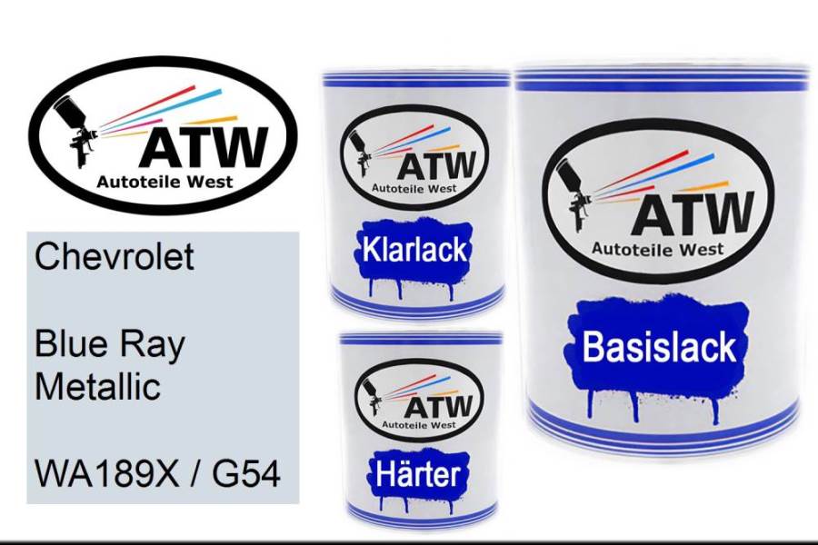 Chevrolet, Blue Ray Metallic, WA189X / G54: 1L Lackdose + 1L Klarlack + 500ml Härter - Set, von ATW Autoteile West.